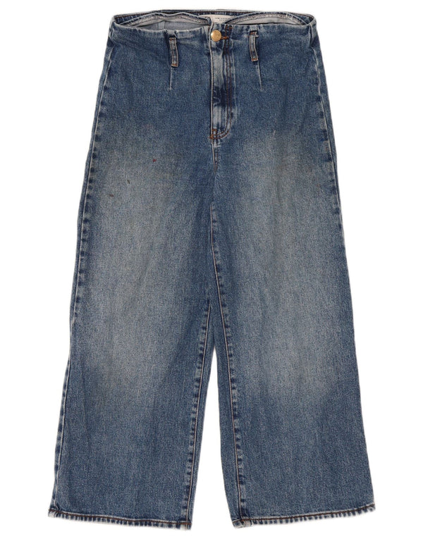Zara Womens Crop Wide Leg Jeans EU 40 Medium W30 L23 Blue