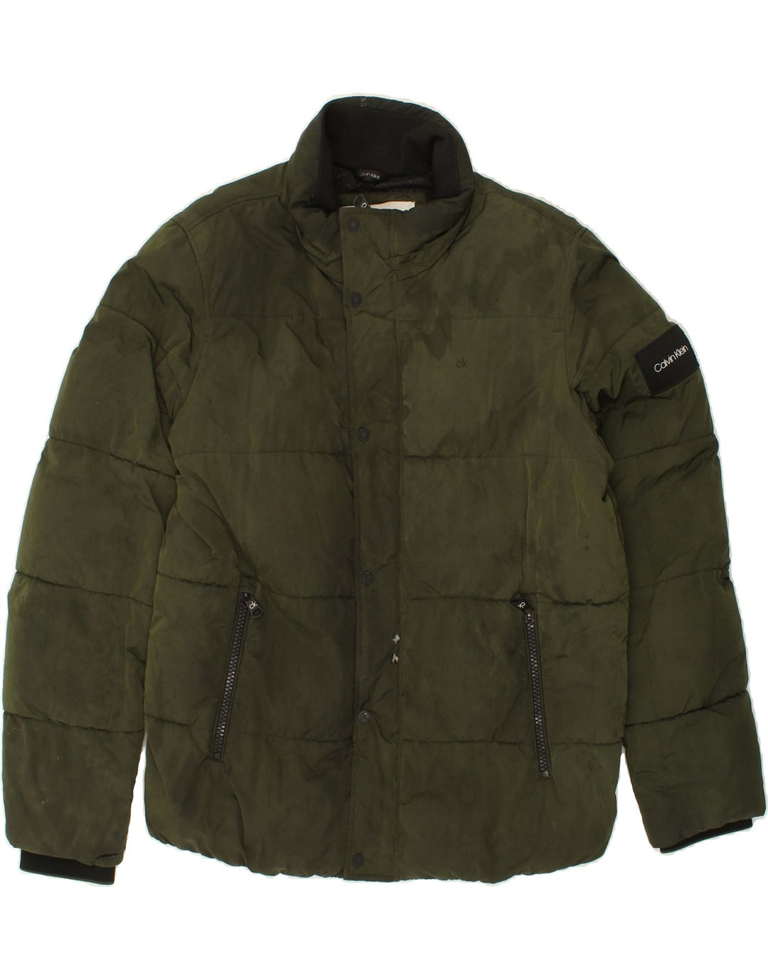 CALVIN KLEIN Mens Padded Jacket UK 42 `XL Khaki Polyester Vintage Calvin Klein and Second-Hand Calvin Klein from Messina Hembry 
