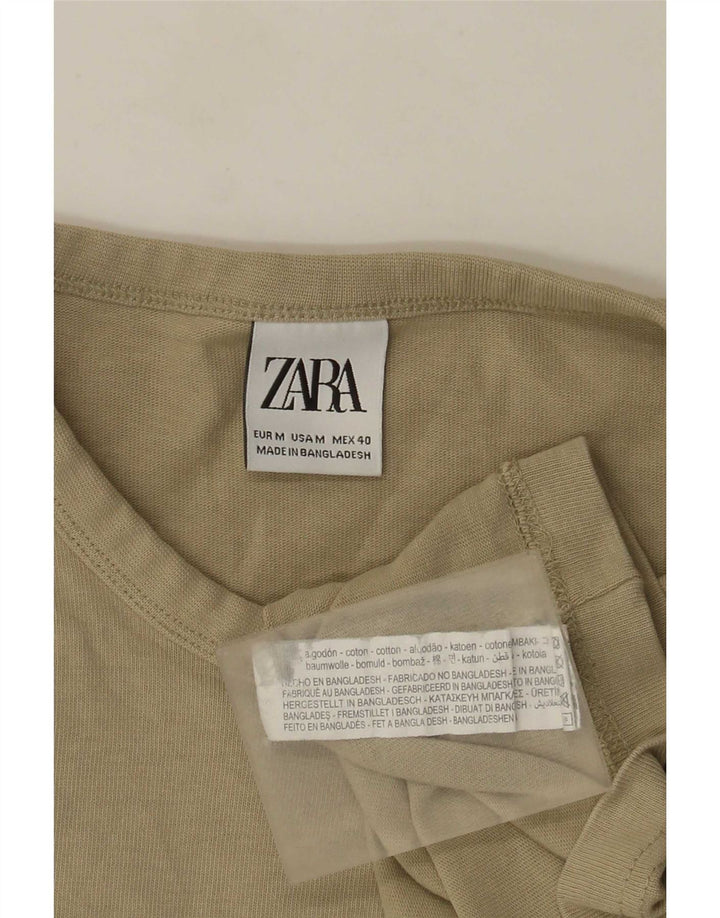 T-shirt męski Zara Top, średnio beżowy, bawełniany