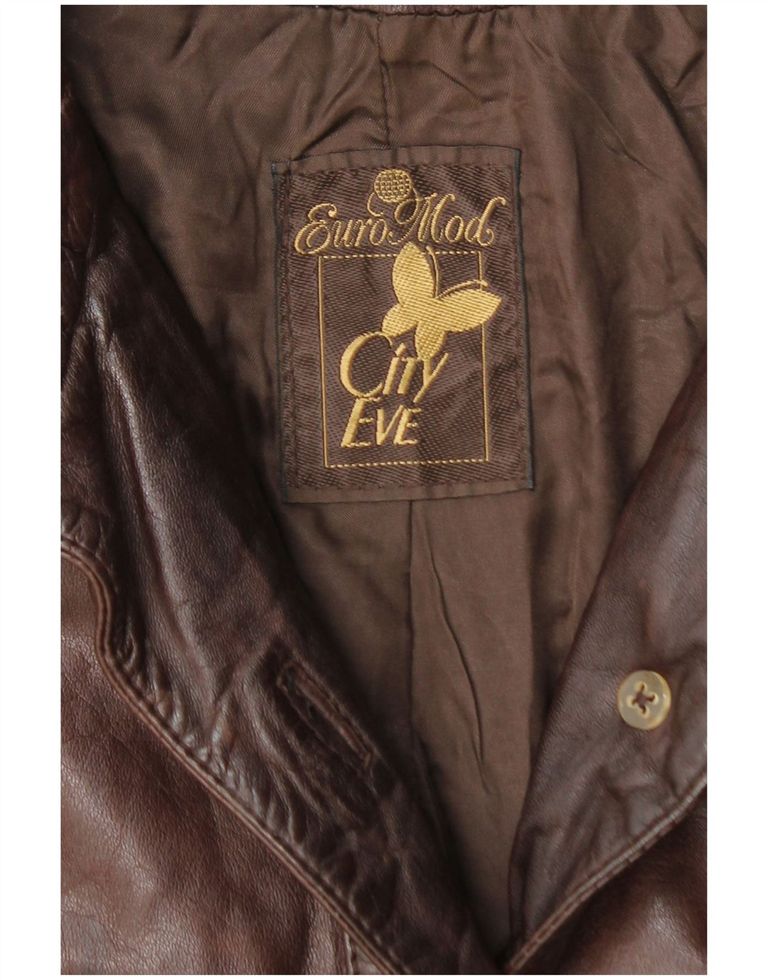 Damski płaszcz skórzany VINTAGE UK 14 Średni brąz