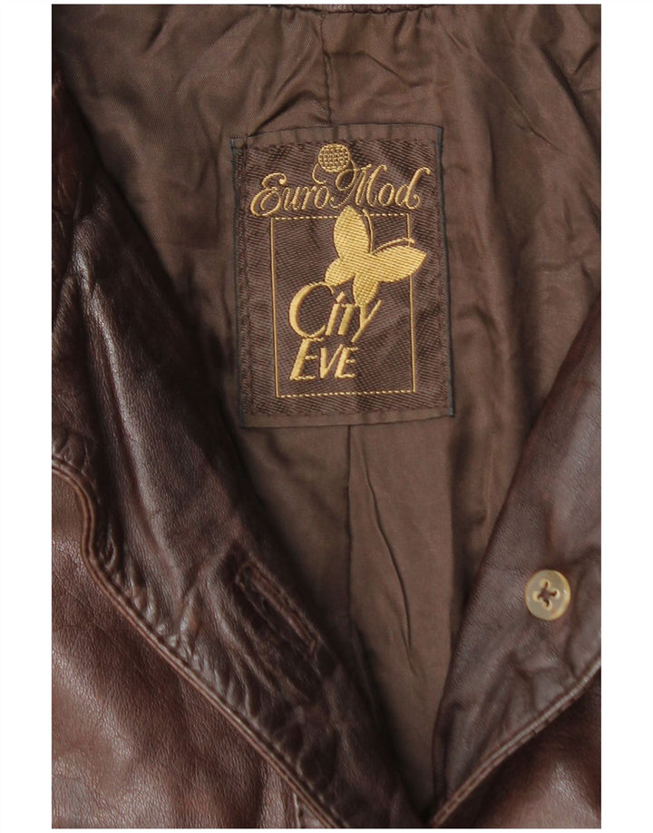 Damski płaszcz skórzany VINTAGE UK 14 Średni brąz
