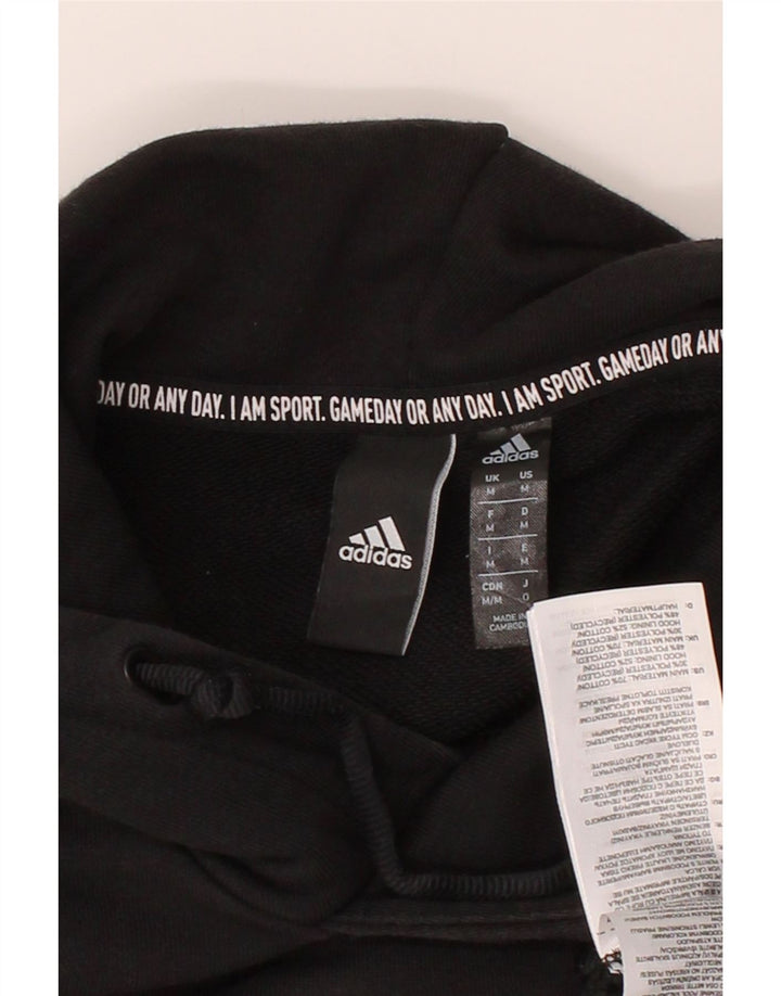 ADIDAS Mens Graphic Hoodie Jumper Medium Black Cotton Vintage Adidas and Second-Hand Adidas from Messina Hembry 