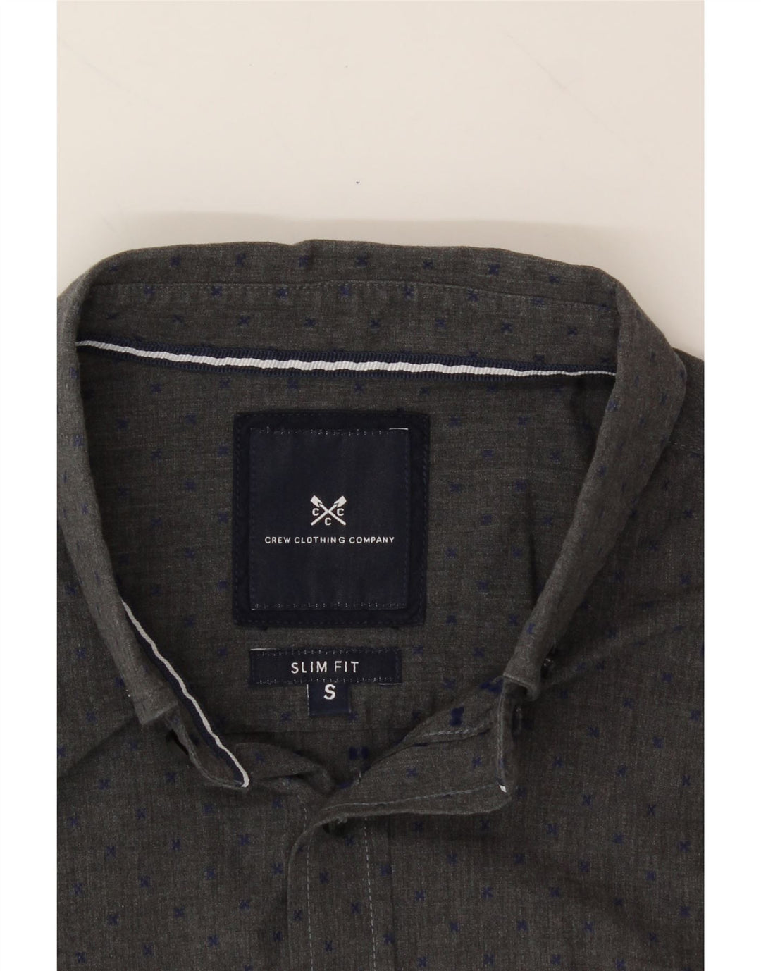 CREW CLOTHING Mens Slim Fit Shirt Small Grey Cotton Vintage Crew Clothing and Second-Hand Crew Clothing from Messina Hembry 