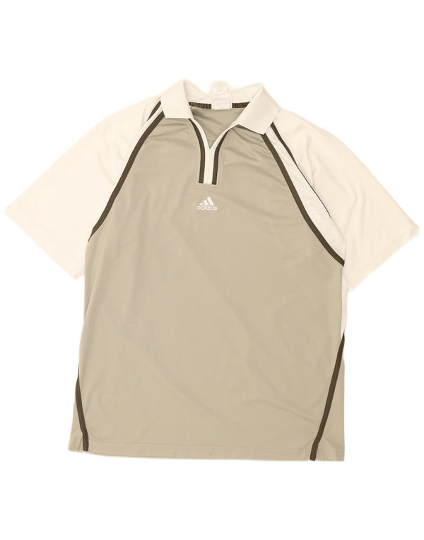 Męska koszulka polo Adidas UK 42/44 Duży zielony poliester z blokami kolorów