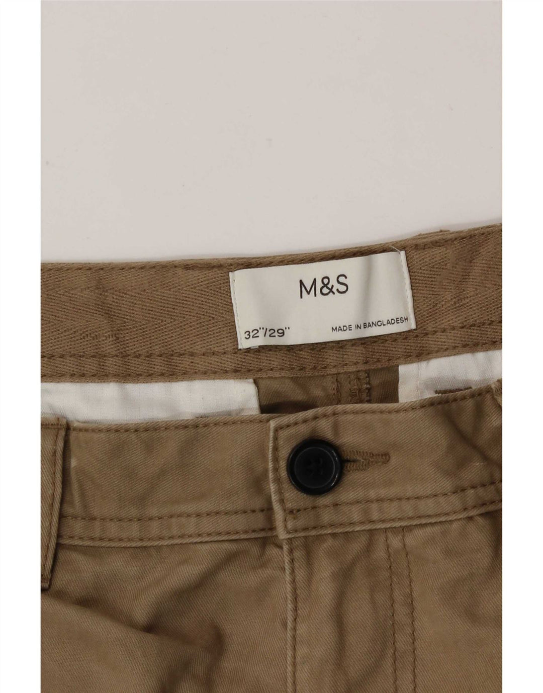 Marks & Spencer Męskie proste spodnie cargo W32 L29 Beżowa bawełna