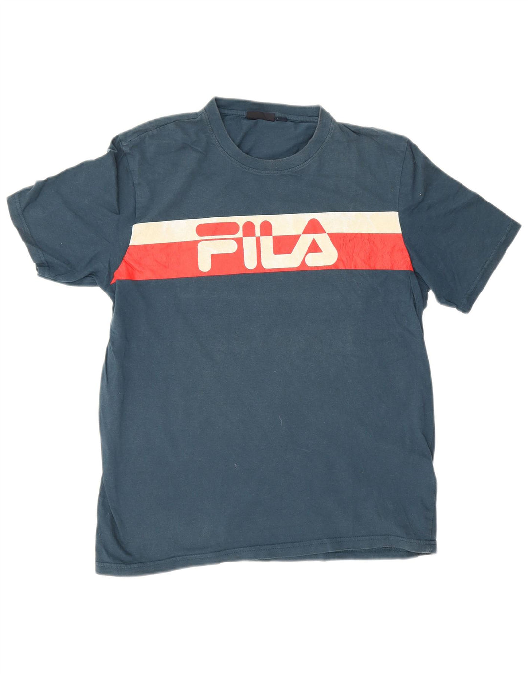 Męski T-shirt Fila z grafiką, średni, granatowy, bawełniany blok kolorów