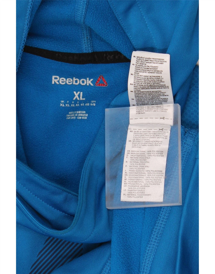 Męski sweter z kapturem i grafiką REEBOK XL, niebieski poliester