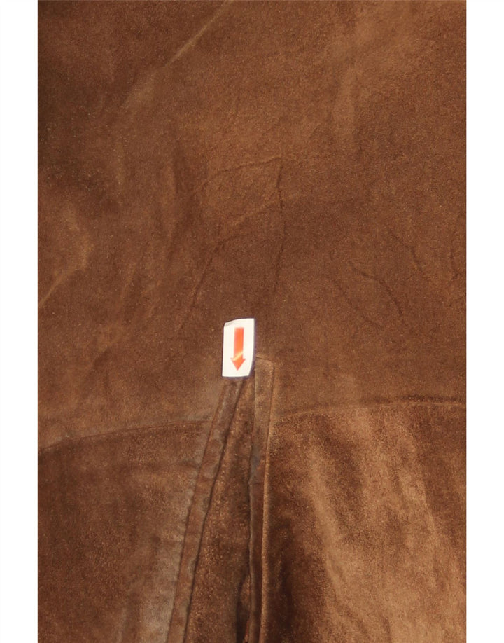 Vintage męska zamszowa kurtka Shearling UK 38 średnio brązowa skóra
