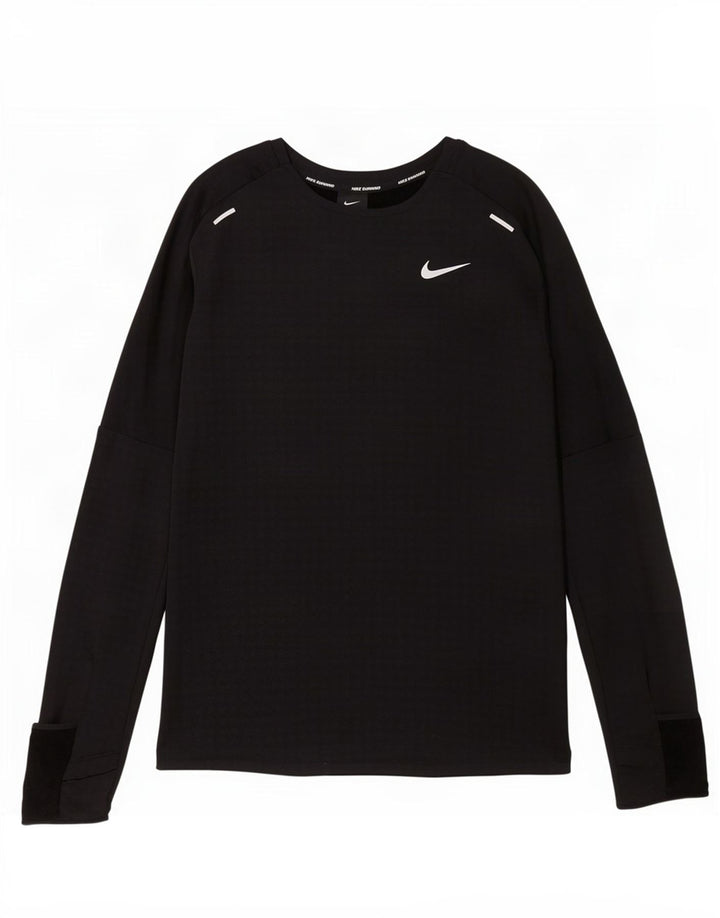 Męska koszulka do biegania Nike z długim rękawem, średni czarny poliester