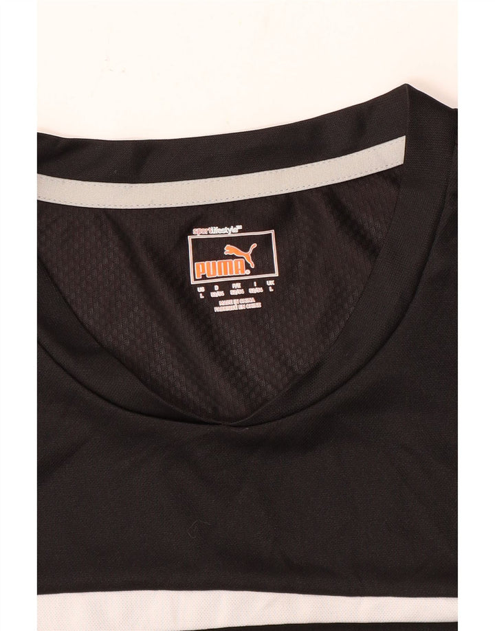 Męski T-shirt Puma Top, duży, czarny, z blokami kolorów