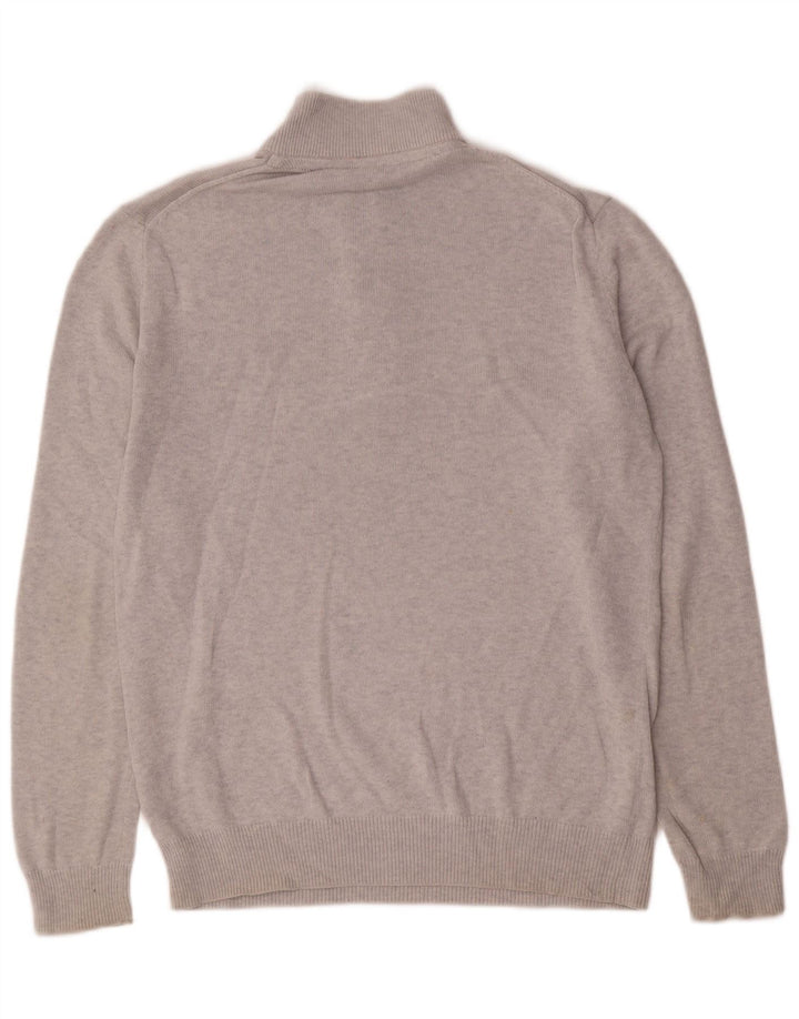 CREW CLOTHING Męski sweter zapinany na zamek, średnioszary, bawełniany