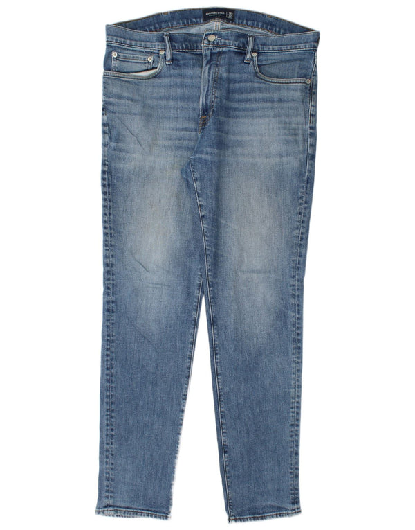Męskie jeansy skinny ze stretchem ABERCROMBIE & FITCH W36 L32 Niebieskie, bawełniane