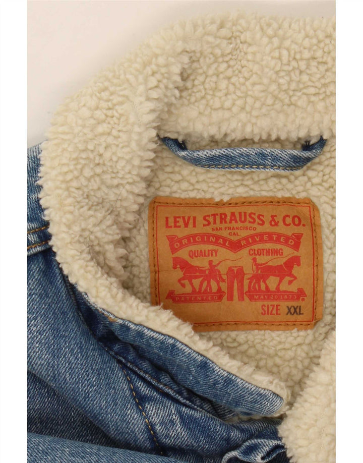 Męska kurtka dżinsowa Levi's Sherpa UK 44 2XL Niebieska bawełna