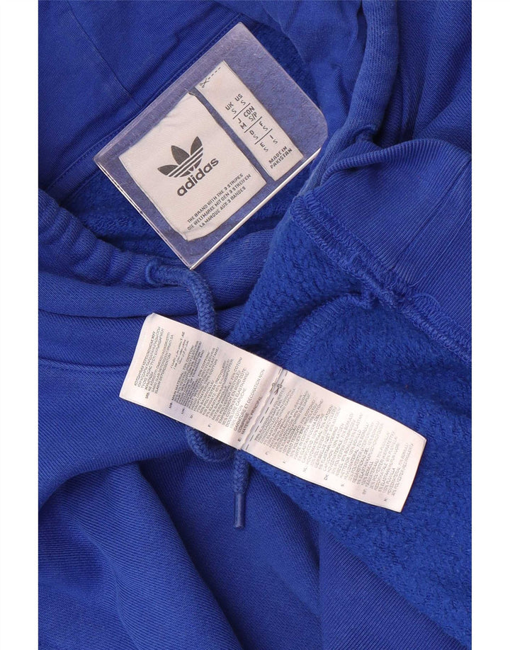 Adidas Męska bluza z kapturem, mała, niebieska, bawełniana