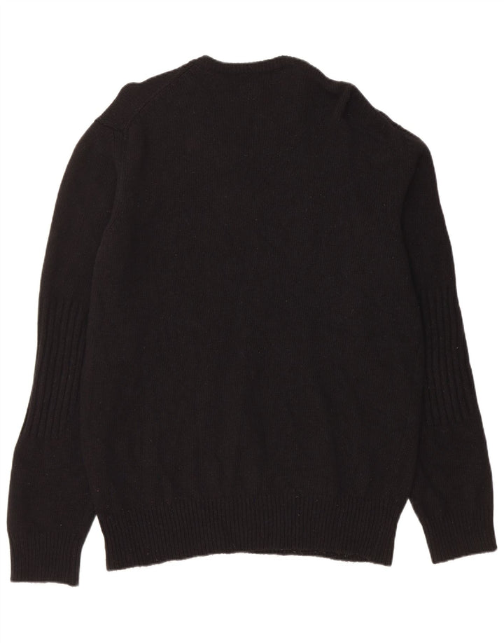 Woolrich Męski sweter z graficznym wycięciem pod szyją XL, czarna wełna