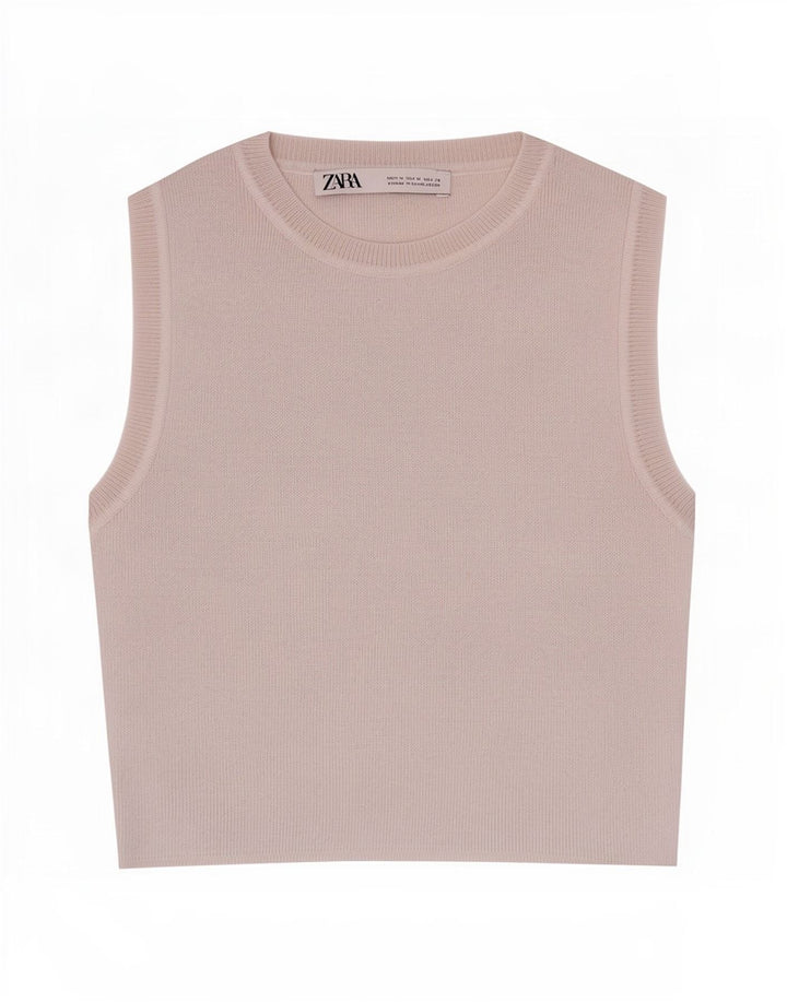 Damski krótki top Zara UK 12 w kolorze średniego beżu