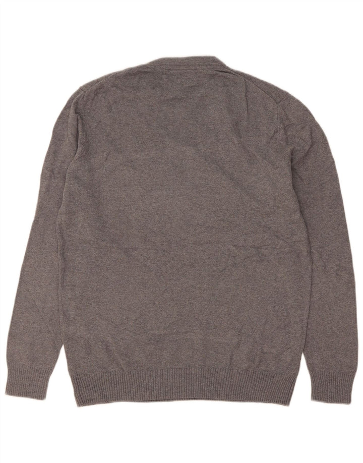 Męski sweter z okrągłym dekoltem Lyle & Scott, mały, szary, bawełniany w plamki