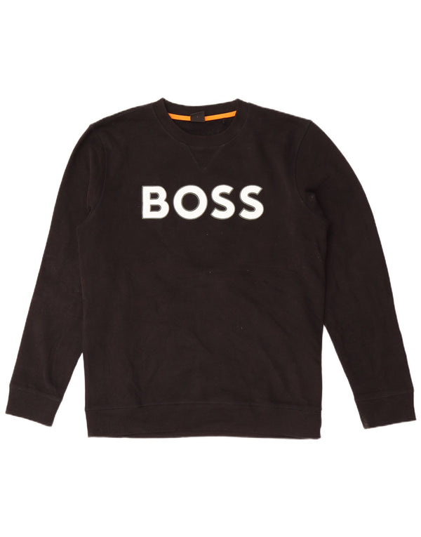 Męska bluza z grafiką Hugo Boss, duża, czarna, bawełniana