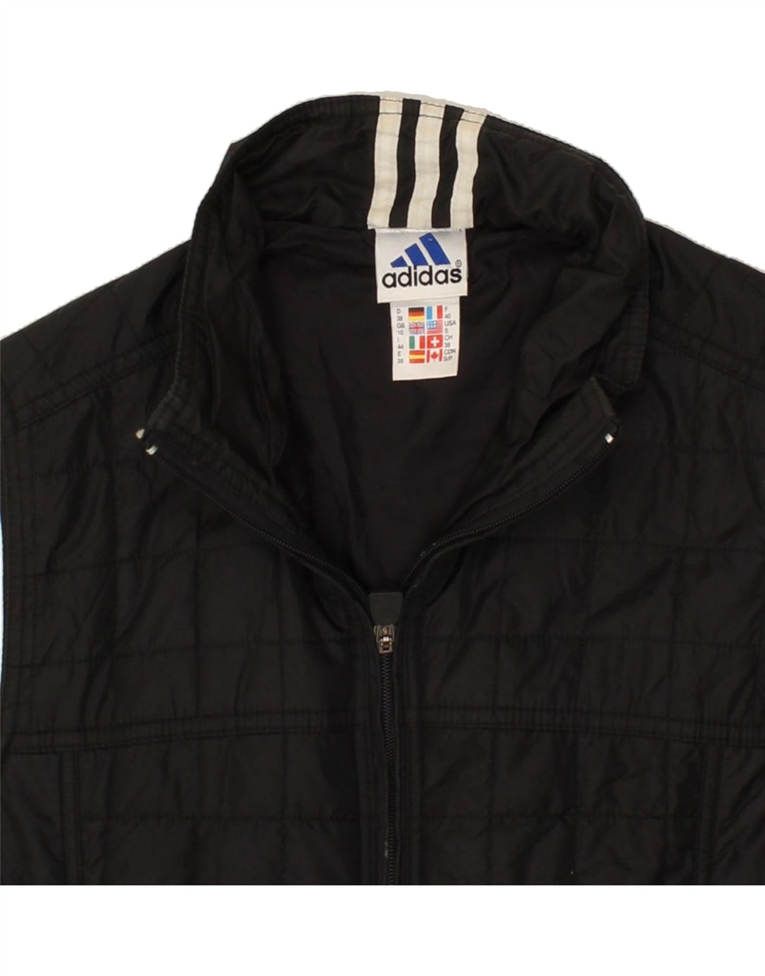 ADIDAS Womens Oversized Padded Gilet UK 10 Small Black Polyamide Vintage Adidas and Second-Hand Adidas from Messina Hembry 