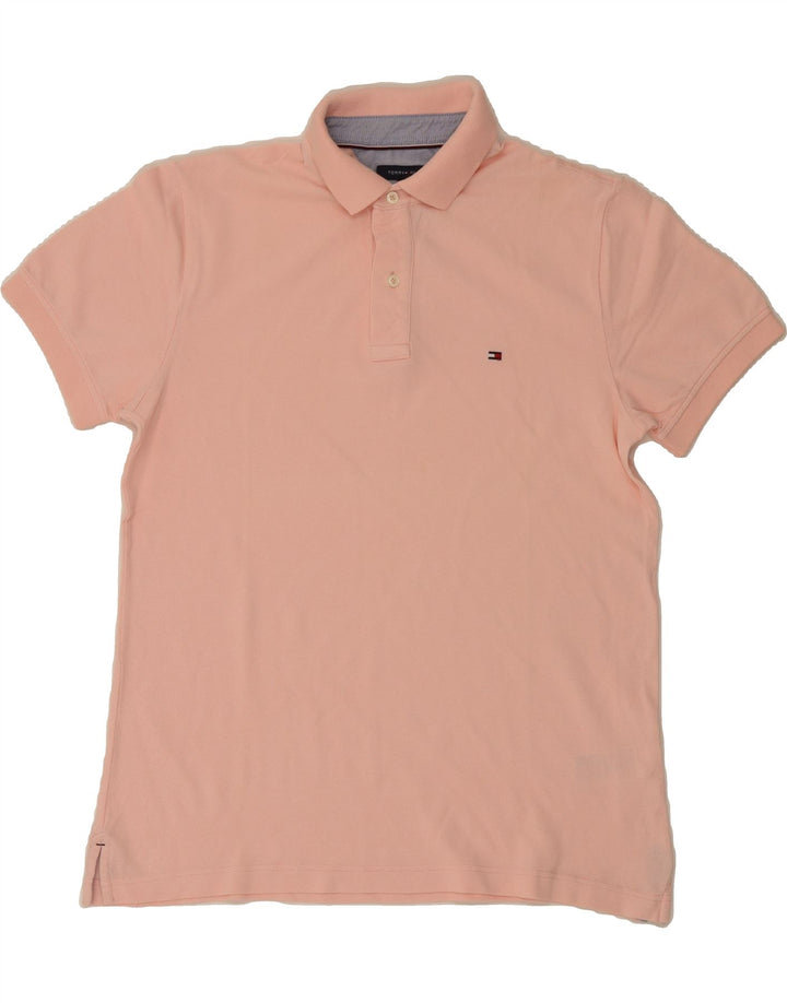 TOMMY HILFIGER Mens Polo Shirt Medium Pink Cotton Vintage Tommy Hilfiger and Second-Hand Tommy Hilfiger from Messina Hembry 