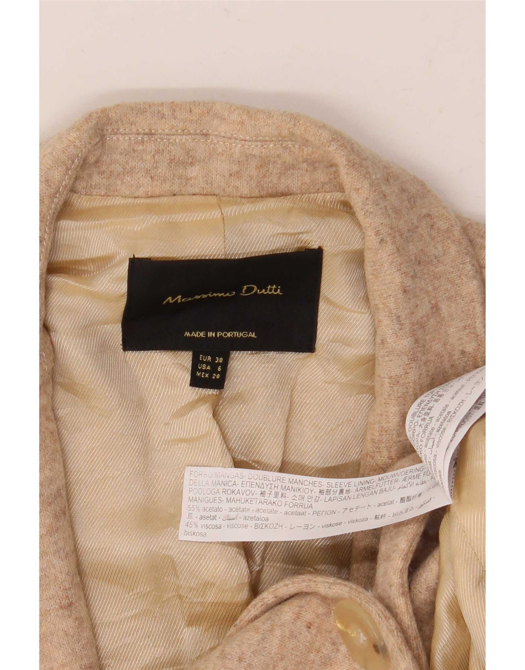 Damska marynarka Massimo Dutti zapinana na 1 guzik EU 38, mała, beżowa, nakrapiana