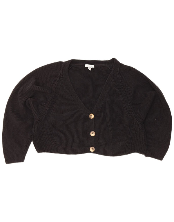 Topshop damski sweter oversize typu Crop Cardigan UK 10, mały, czarny, bawełniany