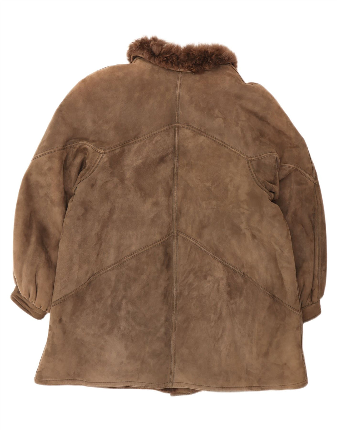 Vintage damski płaszcz z owczej skóry UK 18 XL brązowy
