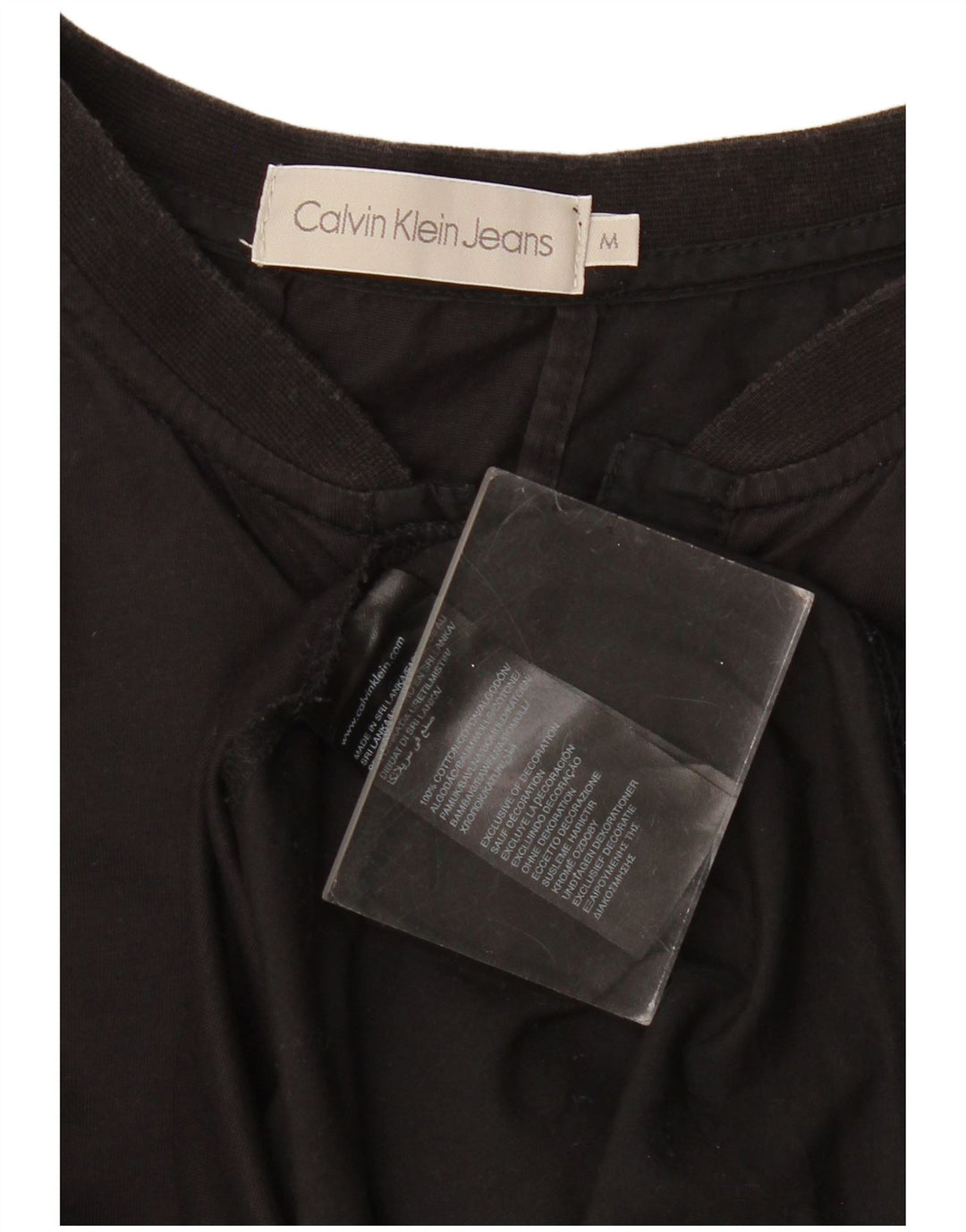 Top damski Calvin Klein Jeans z długim rękawem, UK 12, średni czarny, bawełniany