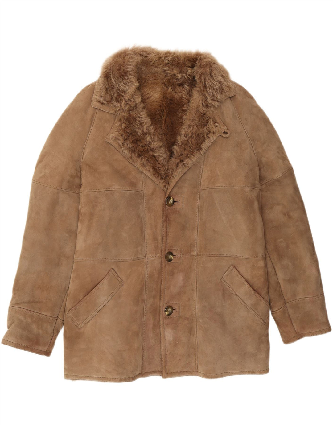 Vintage męska kurtka Shearling IT 52 XL Brązowa kurtka Shearling
