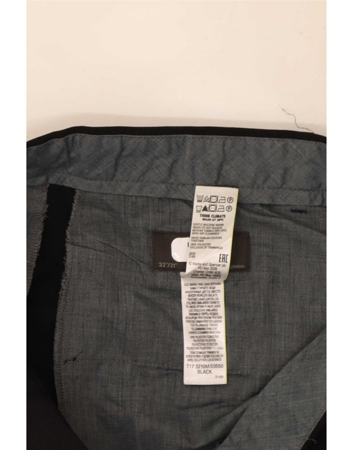 Marks & Spencer Męskie proste spodnie garniturowe W32 L31 Czarny poliester