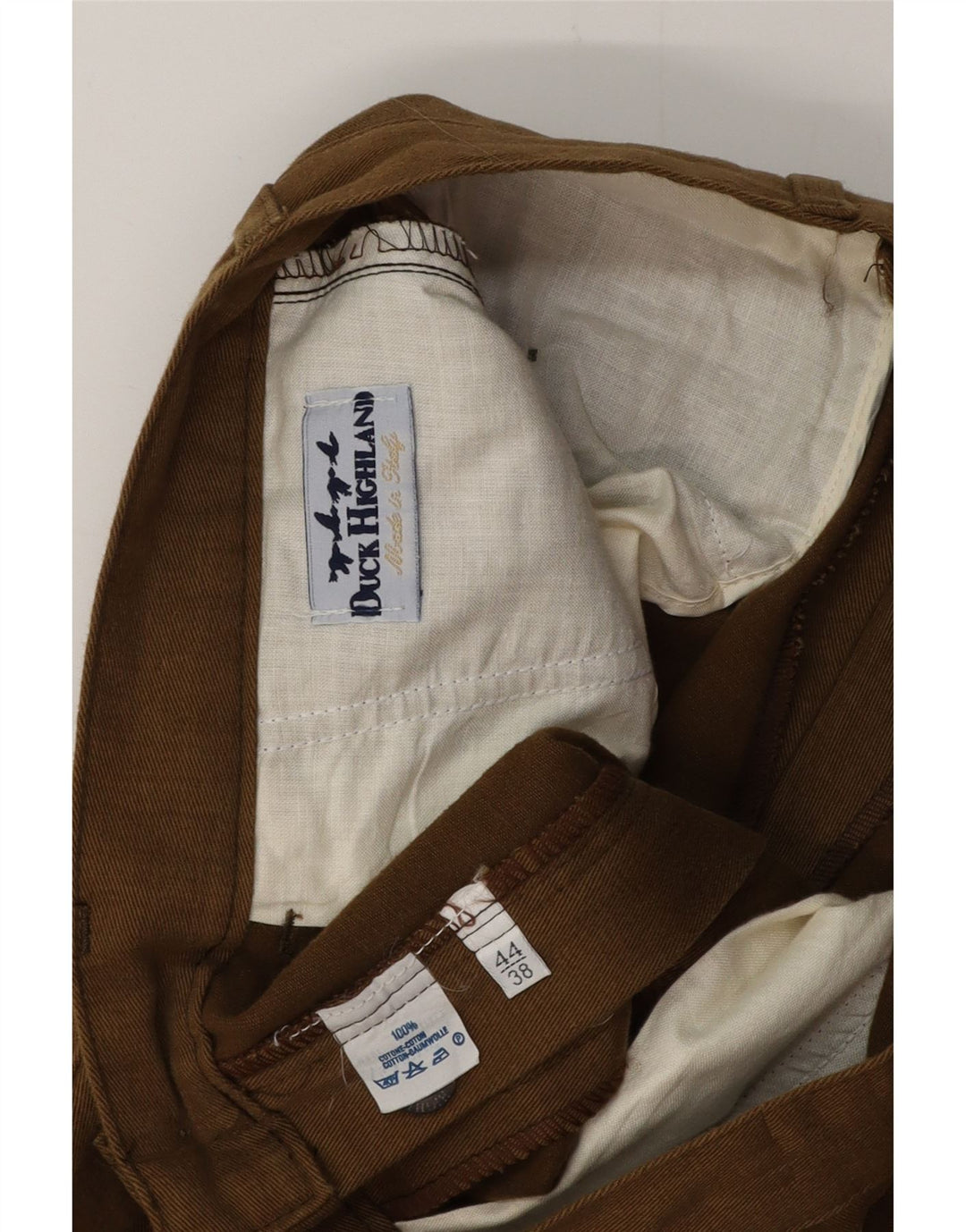 Męskie spodnie chino w stylu vintage W28 L31 Brązowa bawełna