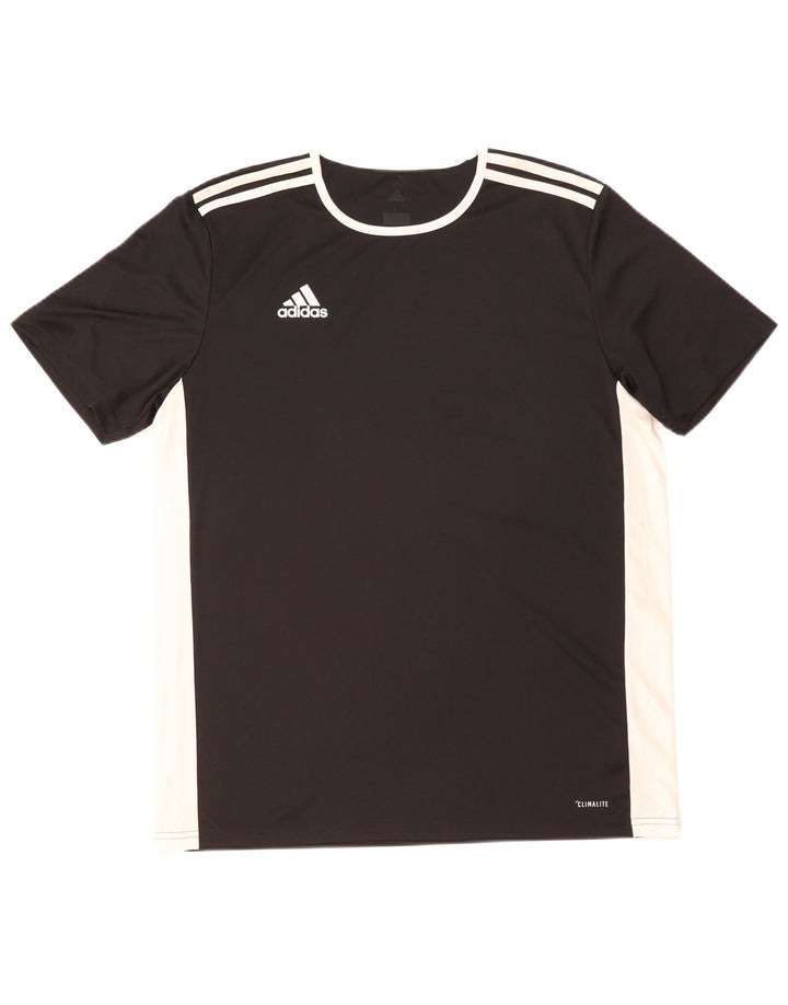 Adidas Męska koszulka Climalite Top, duża, czarna, poliestrowa z blokami kolorów