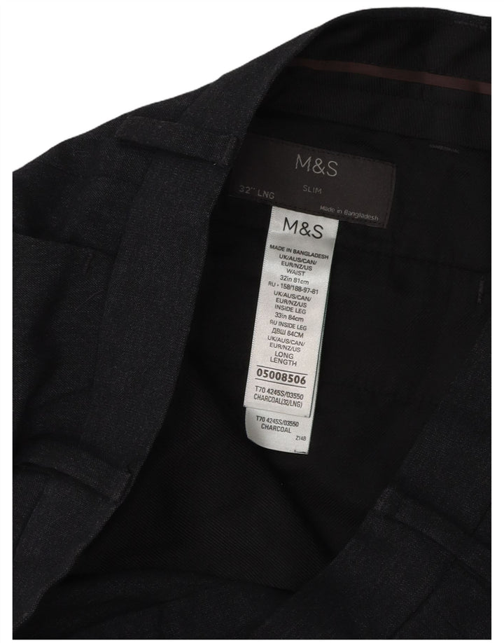 Męskie spodnie Chino Marks & Spencer W32 L33 Szary poliester