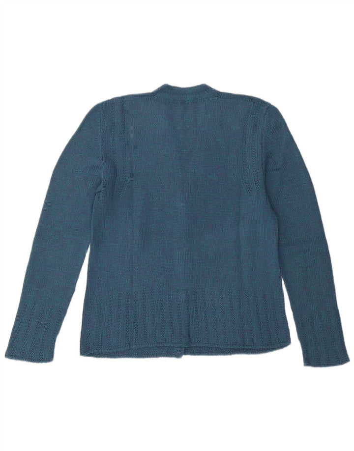 Sweter damski w stylu vintage, rozpinany UK 12, średni niebieski