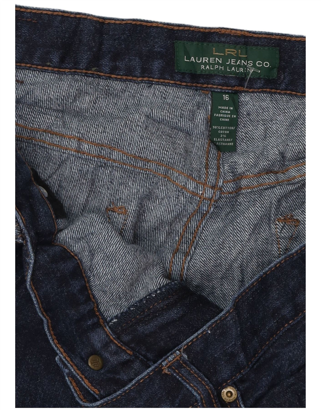 RALPH LAUREN Damskie jeansy Capri US 16 2XL W38 L21 Granatowe bawełniane