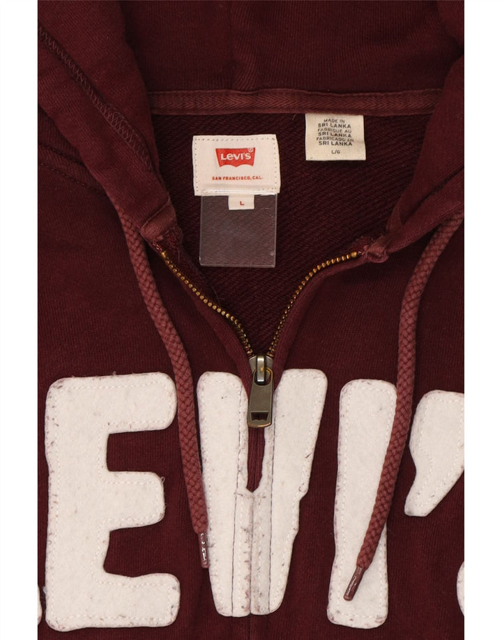 Męski sweter z kapturem i grafiką LEVI'S, duży, bordowy, bawełniany