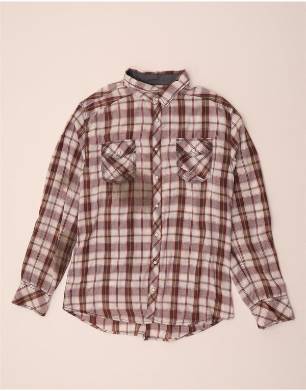 BKE Męska koszula flanelowa w kratkę XL, bordowa, bawełniana w kratę