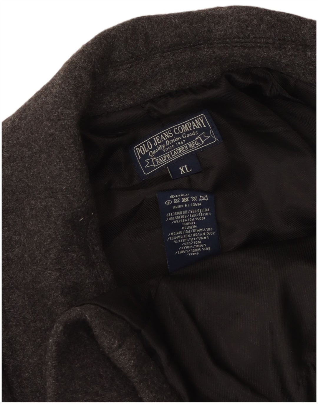 Polo Ralph Lauren Damski płaszcz grochowy UK 18 XL Szara wełna