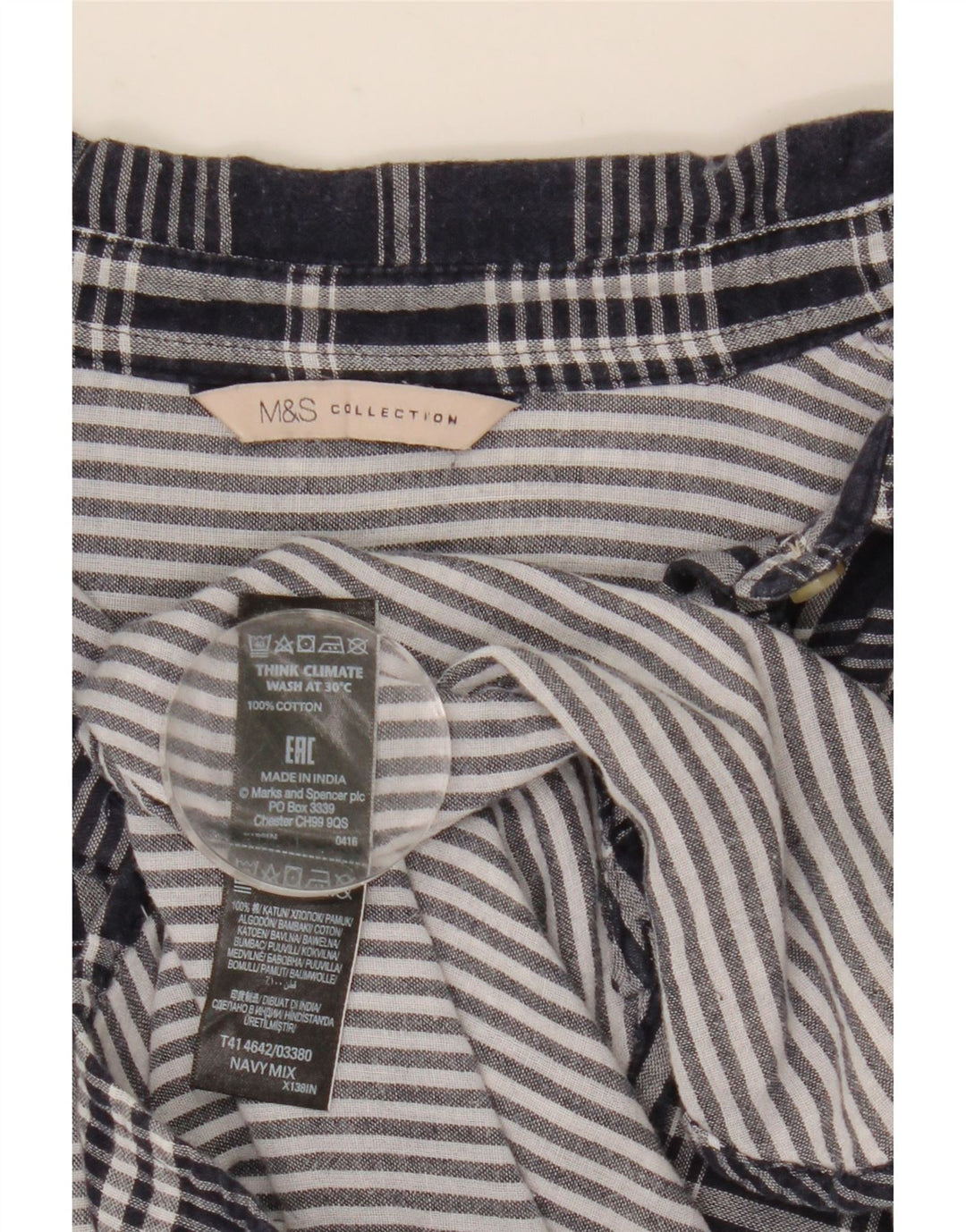 Marks & Spencer Damska koszula oversize UK 8, mała, bawełniana w granatową kratkę