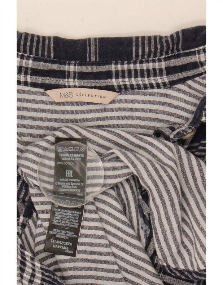 Marks & Spencer Damska koszula oversize UK 8, mała, bawełniana w granatową kratkę