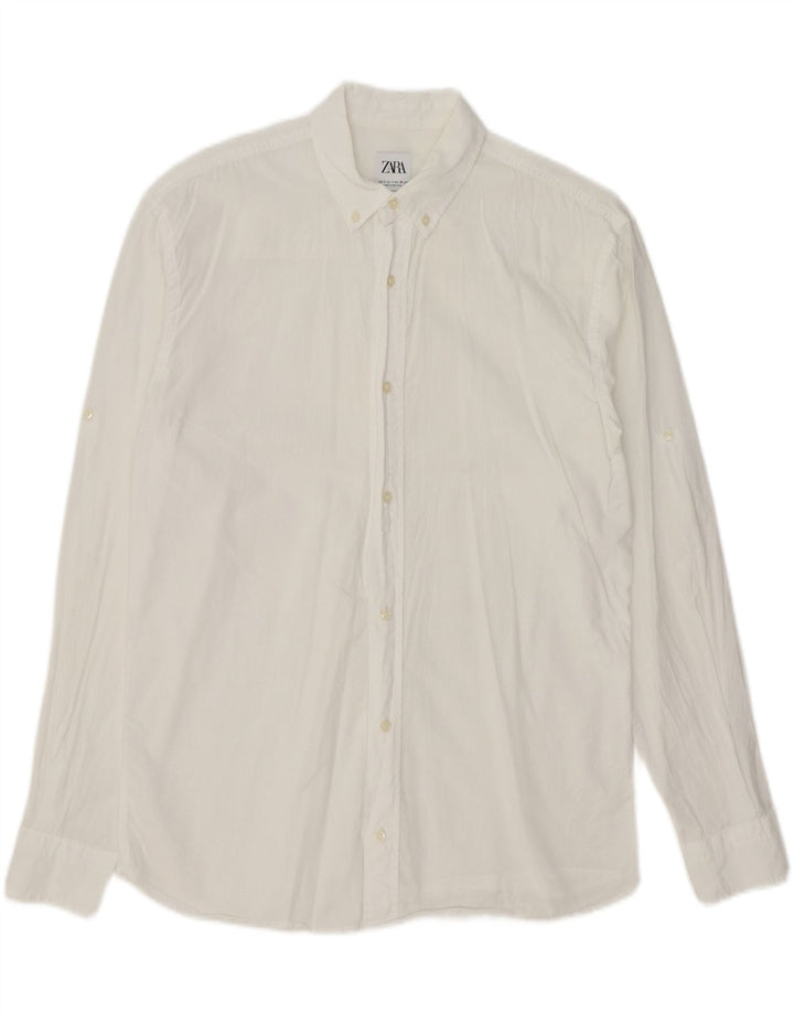 ZARA Mens Relaxed Fit Shirt Small White Vintage Zara and Second-Hand Zara from Messina Hembry 