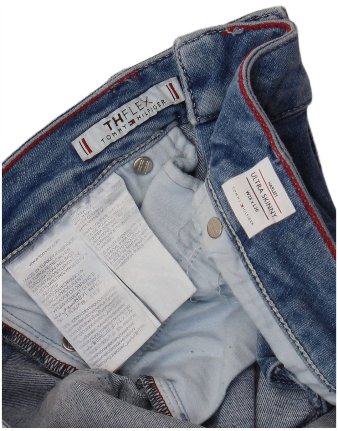 Damskie jeansy skinny Harlem TOMMY HILFIGER W28 L30 Niebieska bawełna