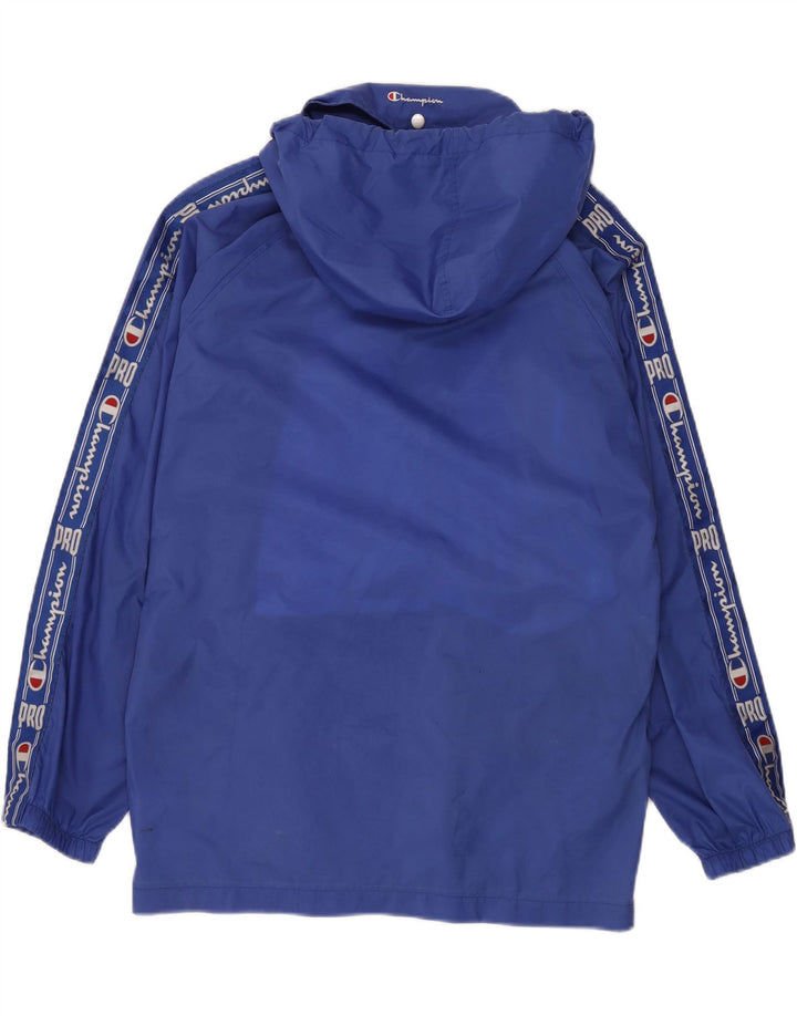 CHAMPION Mens Graphic Hooded Rain Jacket UK 38 Medium Blue Polyamide