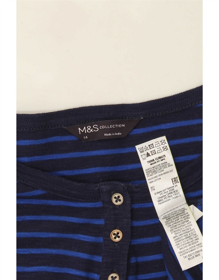 Marks & Spencer Damski top z długim rękawem UK 14, średni granatowy w paski