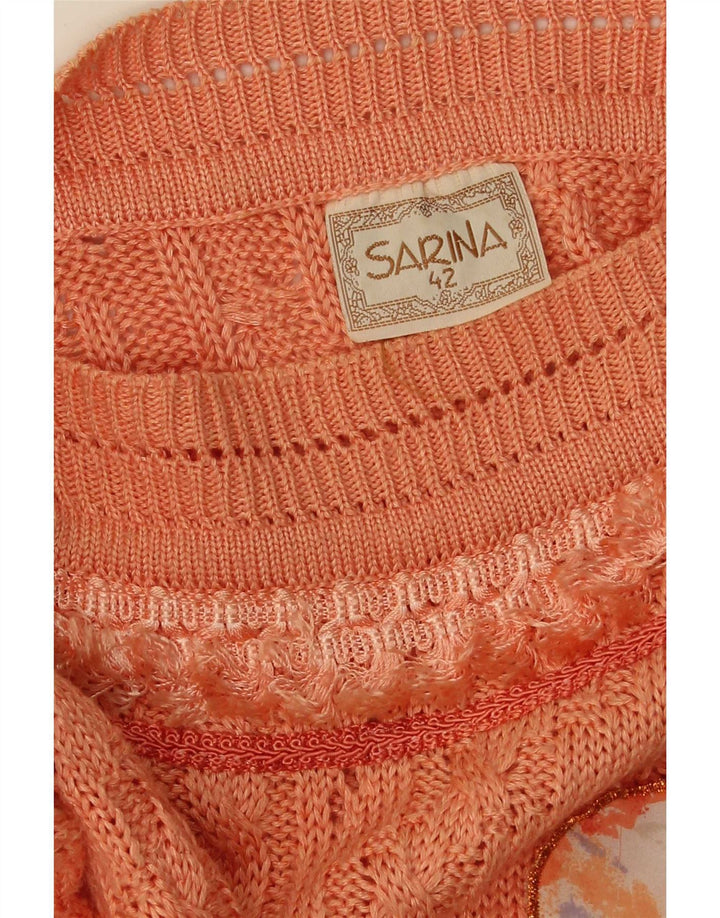 Damski sweter w stylu vintage z graficznym dekoltem w łódkę IT 42 Średni pomarańczowy