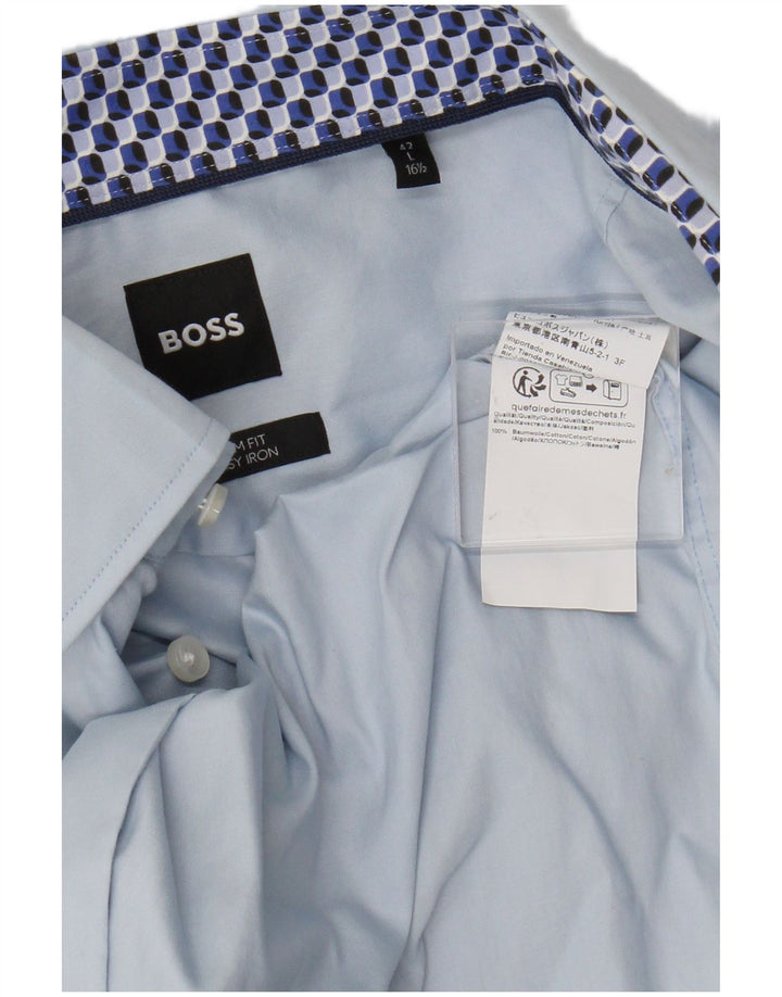 Męska koszula slim fit Hugo Boss, duża, niebieska, bawełniana