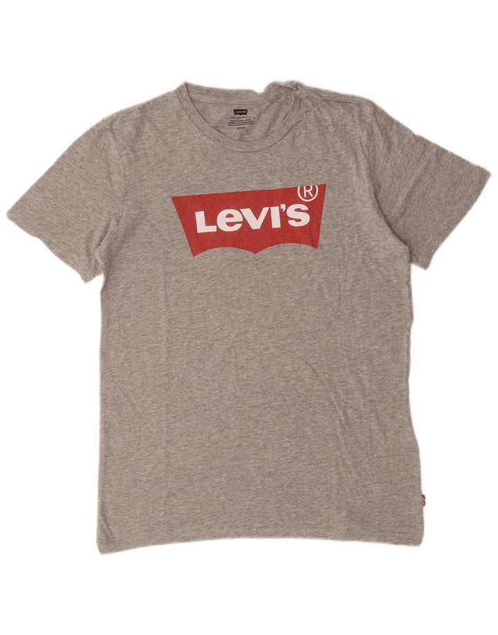 Męski T-shirt z grafiką Levi's, mały, szary, nakrapiany, bawełniany