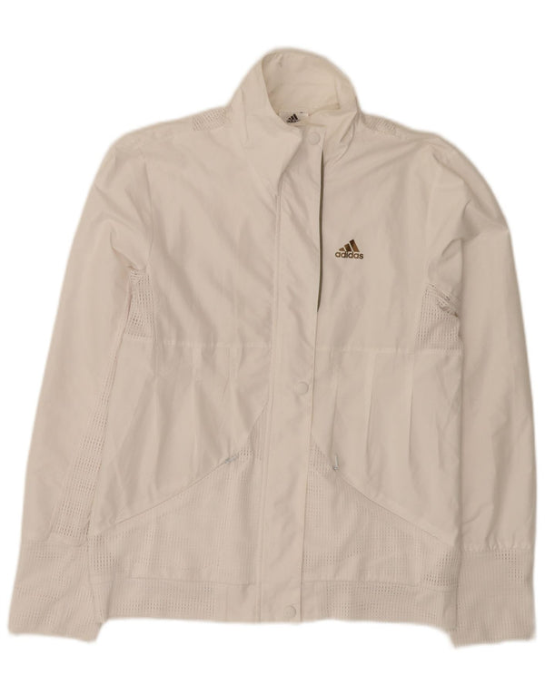Adidas Womens Tracksuit Top Jacket UK 12 Medium  White Polyester