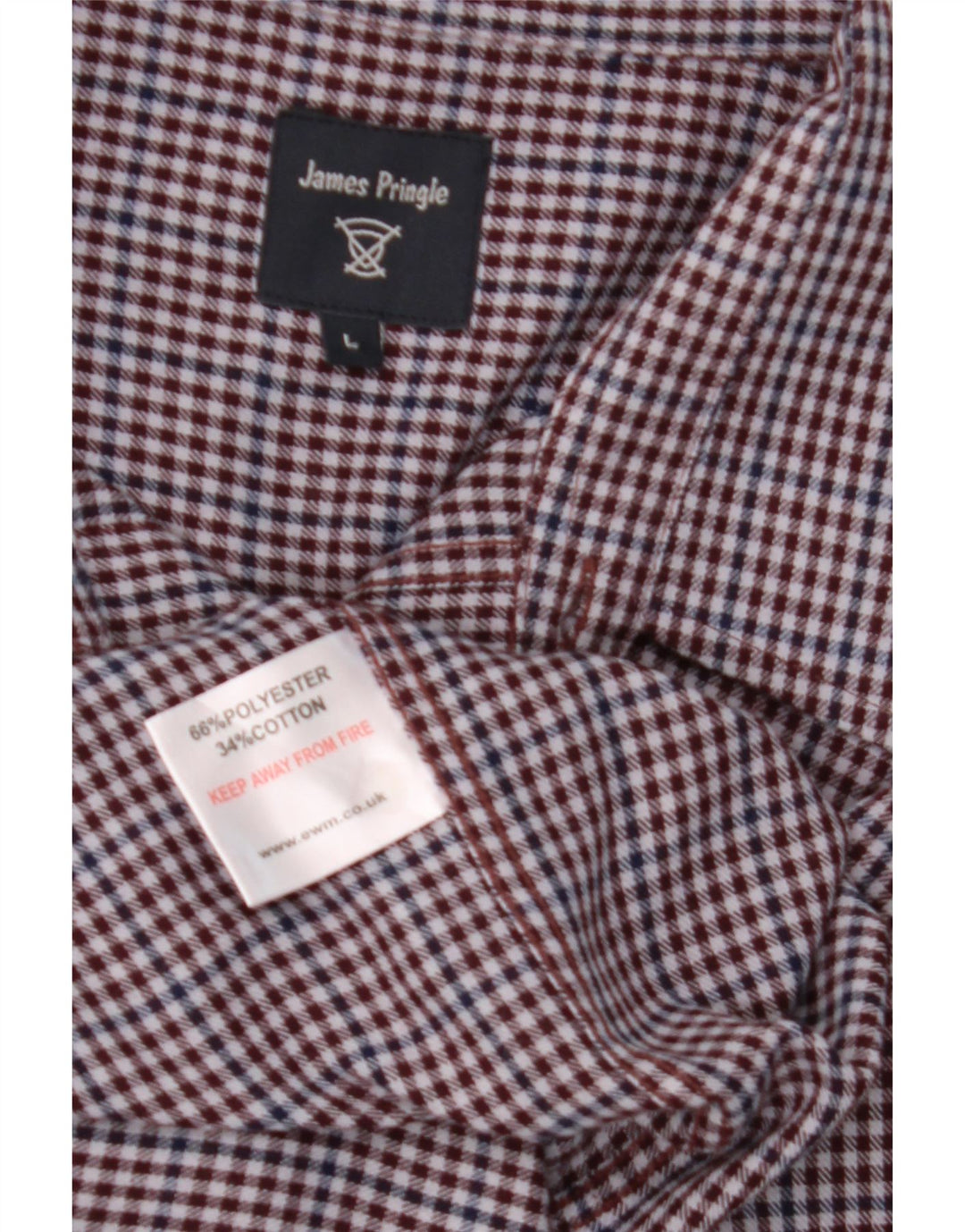 JAMES PRINGLE Mens Flannel Shirt Large Burgundy Check Polyester Vintage James Pringle and Second-Hand James Pringle from Messina Hembry 