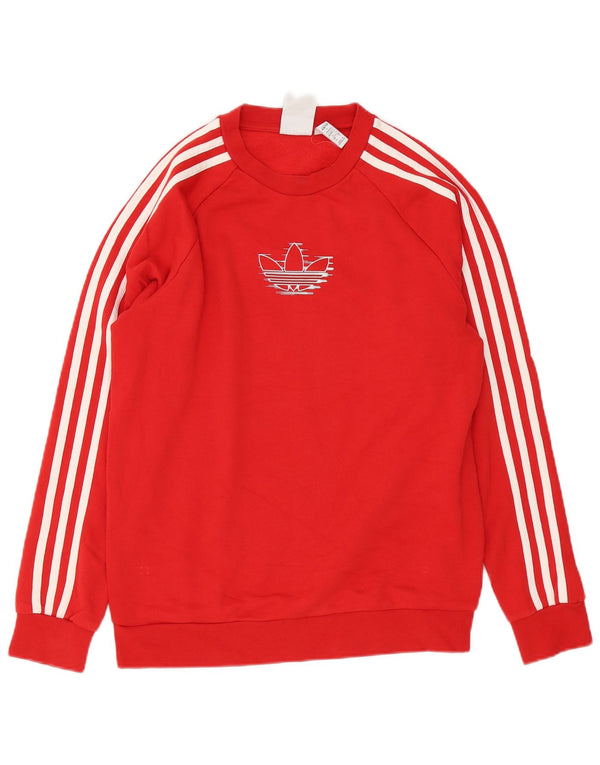 Adidas Męska bluza z grafiką, mała, czerwona bawełna